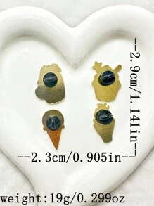 4 件套可爱时尚冰淇淋锥形锌合金胸针，创意卡通甜点配件 - 彩色 - 查看 5