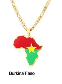 GuoShuang 1 件嘻哈非洲地图吊坠项链不锈钢阿尔及利亚摩洛哥埃及突尼斯 Libay 珠宝 - 金色 - 查看 7