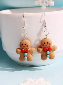 1 Cặp Bông tai thả Acrylic hình nơ bánh gừng hoạt hình dễ thương sáng tạo Giáng sinh cho phụ nữ, Trang sức tiệc ngày lễ Valentine - Nhiều màu - Xem 3