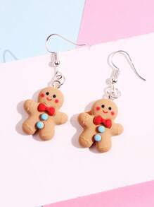 1 Cặp Bông tai thả Acrylic hình nơ bánh gừng hoạt hình dễ thương sáng tạo Giáng sinh cho phụ nữ, Trang sức tiệc ngày lễ Valentine - Nhiều màu - Xem 4