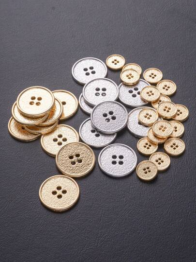 10pcs/Set Flat Round 4-Hole Resin Metal Buttons, Decoration For Coat, Sweater, School Uniform, Suit, DIY Sewing Accessories