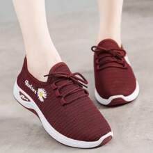 Sneakers, Women's Light Running Shoes, Net Shoes, Comfortable Soft Soled Sneakers, Women's Breathable Casual Single Shoes - 紅色 - 查看 3