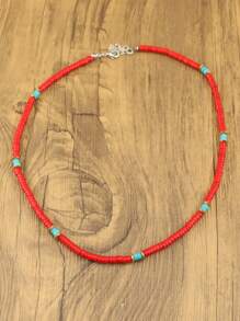 1 chiếc vòng cổ ngọc lam Bohemian dành cho nữ, thiết kế cổ điển và tối giản, làm bằng đá khảm ngọc lam, vòng cổ xích dành cho nữ, đồ trang sức Bohemian, đồ trang sức thời trang phương Tây, vòng cổ hạt dành cho nữ, phù hợp với nhiều sự kết hợp khác nhau - N-199 - Xem 8