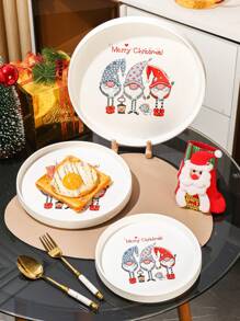 1 đĩa gốm Giáng sinh, thích hợp cho bít tết, ngũ cốc, rau, thịt, bánh mì, sử dụng ngoài trời, đám cưới, tiệc tùng, quà tặng, sinh nhật, sử dụng trong nhà, phòng ăn, nhà bếp - nhiều màu - Xem 2