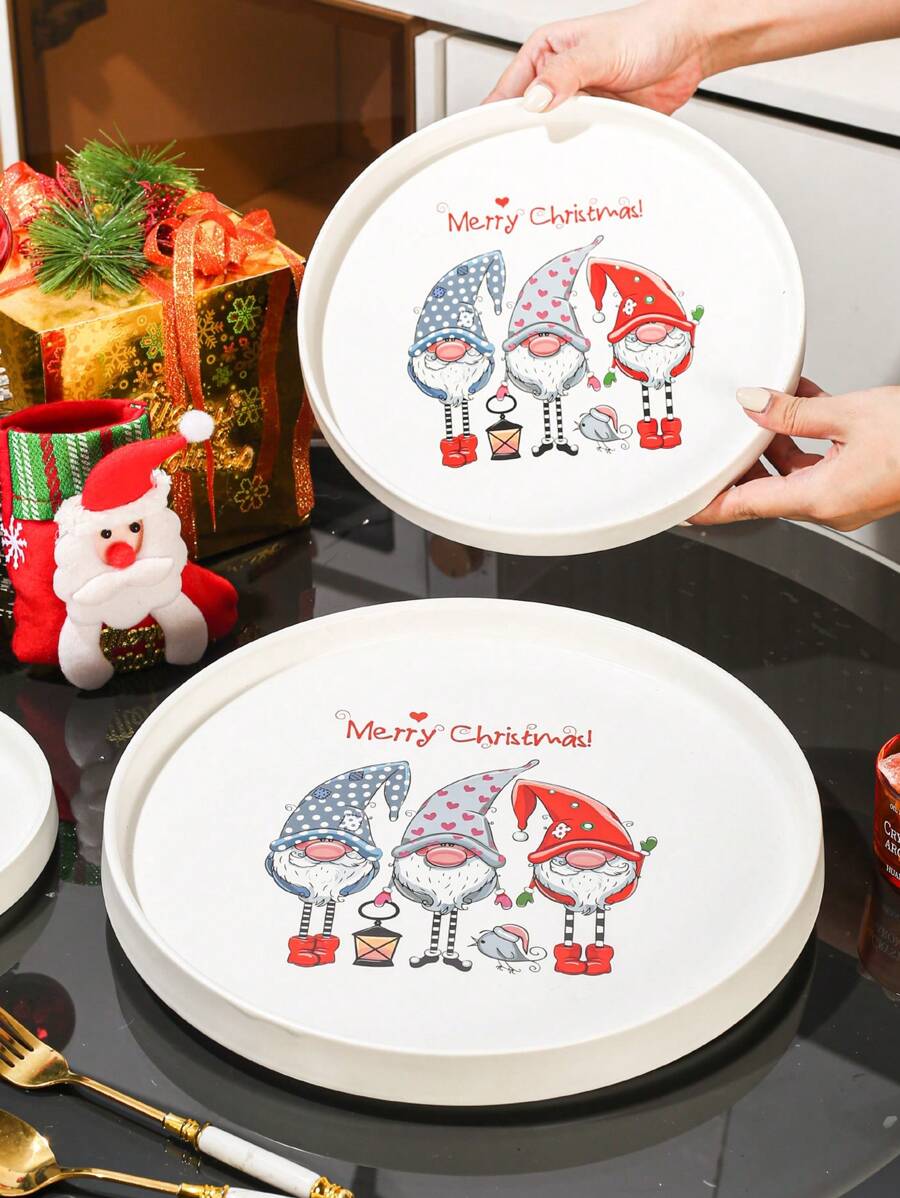 1 đĩa gốm Giáng sinh, thích hợp cho bít tết, ngũ cốc, rau, thịt, bánh mì, sử dụng ngoài trời, đám cưới, tiệc tùng, quà tặng, sinh nhật, sử dụng trong nhà, phòng ăn, nhà bếp - nhiều màu - Xem 1