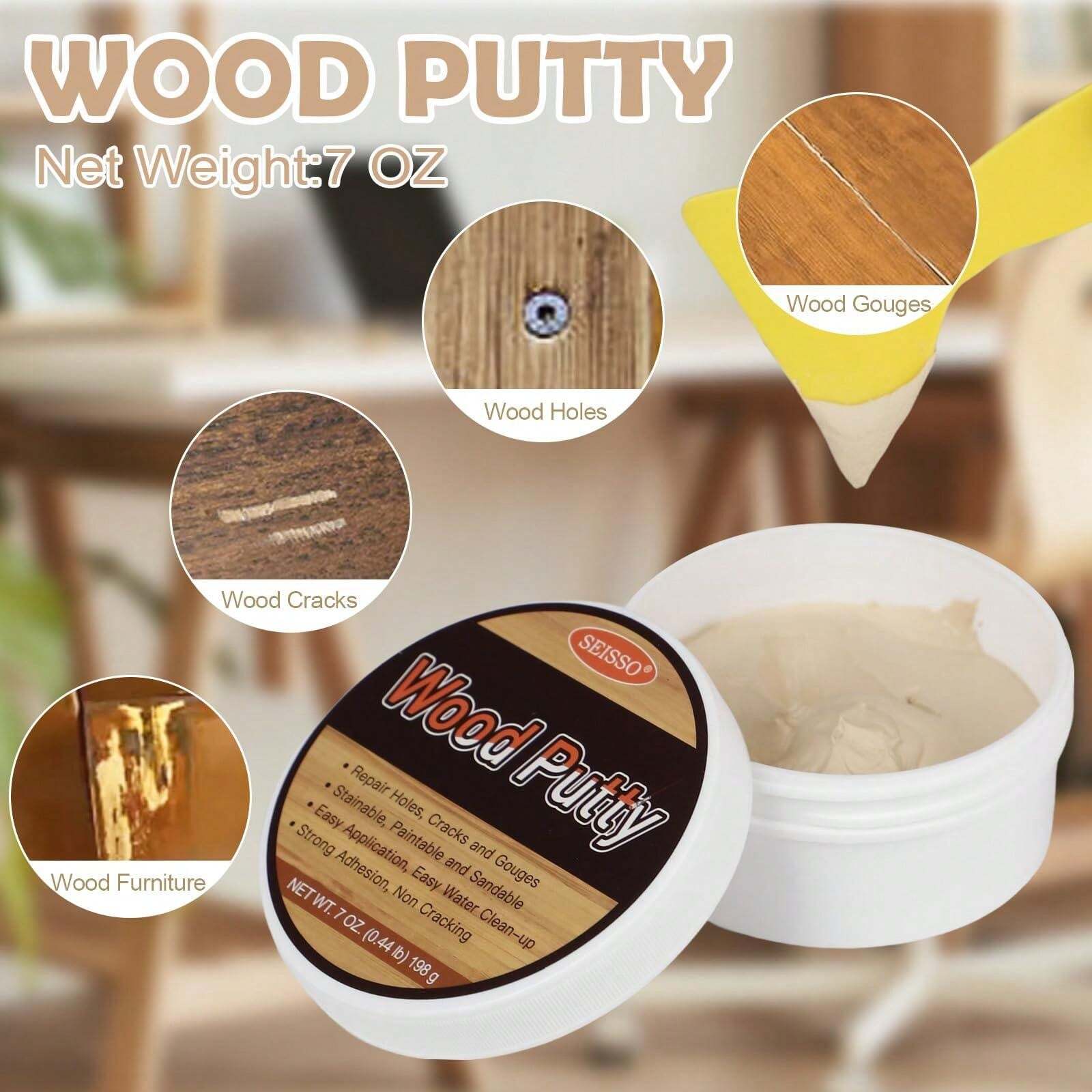 SEISSO SEISSO Wood Putty, White Oak Wood Filler Paintable, Wood Putty