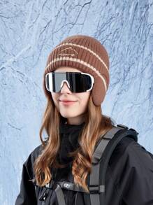 JOYLORD 1 件新款冬季女士针织护耳帽，户外保暖内衬无檐便帽，保暖骑行/滑雪头带 - A - 查看 13