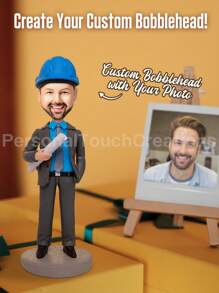 1pc Custom Occupation Style Bobblehead, Custom Bobblehead, Personalized Bobblehead, Custom Husband Bobbleheads, Personalized Photo Clay Figurine, Customizable Engineer/Businessman/Golf Player/Business Woman/Doctor/Graduate/Soldier Doll, Keepsake Gift For Loved Ones, Professional Custom Bobblehead Figurine, 15cm/18cm/20cm, Unique Gift For Family, Parents, Wedding, Colleagues, Christmas Gift Ideas, Birthday And Anniversary Gifts Graduation - Engineer - View 1
