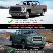 Running Boards [6.5 Inches] Compatible With 2007-2018 Chevy Silverado/GMC Sierra 1500, 2007-2019 2500HD 3500HD Crew Cab(4 Full Size Doors/Gas Engine Only) - Black - View 2