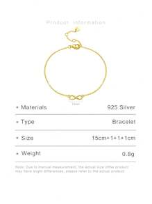 ANDYWEN 1 Miếng Thanh lịch & Sành điệu Bạc 925 Tình yêu vô tận Vòng tay - Bạc - Xem 7