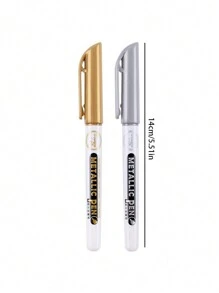 2 支金属工艺笔创意文具油漆笔贺卡贺卡便签笔婚礼派对签名笔金色银色闪光酷炫涂鸦笔 - 彩色 - 查看 6