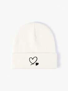 1顶刺绣爱心针织可调节遮阳帽，男士休闲户外旅行沙滩帽，Y2K风格男女冬季服装 - 針織帽 - 查看 4