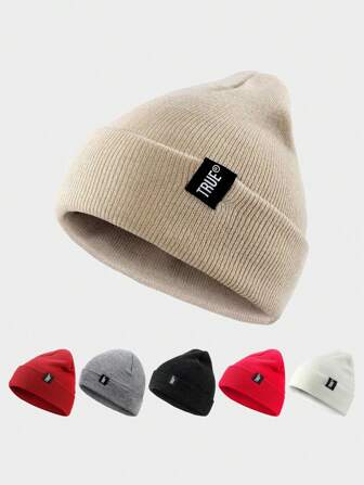 1顶针织标签帽，户外街头休闲保暖针织帽，多功能冬季防寒帽，适合日常通勤