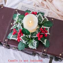 1 chiếc, Vòng nến Giáng sinh Vòng nến lá nhân tạo Giá đỡ nến Giáng sinh Vòng hoa nến quả mọng đỏ cho trang trí bàn tiệc cưới Giáng sinh - Nhiều màu - Xem 1