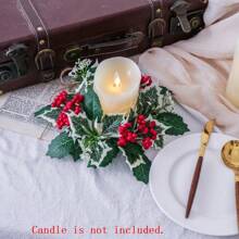 1 chiếc, Vòng nến Giáng sinh Vòng nến lá nhân tạo Giá đỡ nến Giáng sinh Vòng hoa nến quả mọng đỏ cho trang trí bàn tiệc cưới Giáng sinh - Nhiều màu - Xem 7
