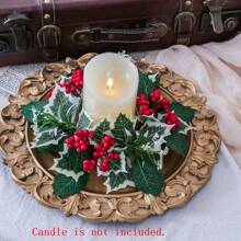 1 chiếc, Vòng nến Giáng sinh Vòng nến lá nhân tạo Giá đỡ nến Giáng sinh Vòng hoa nến quả mọng đỏ cho trang trí bàn tiệc cưới Giáng sinh - Nhiều màu - Xem 3