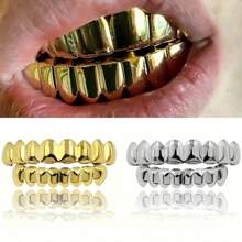 THATBOY 18K Golden Silvery Plated HIP HOP Teeth Grillz Top & Bottom Grills Set With Silicone Real Shiny Vampire Tooth Sets