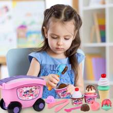 Magic4U Ice Cream Cart,48 Piece Pretend Play Set For Kids,Ages 3-6,Includes Scooper,Toppings,Cups & Cones,Great Gift For Girls & Boys - Pink - View 6