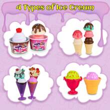 Magic4U Ice Cream Cart,48 Piece Pretend Play Set For Kids,Ages 3-6,Includes Scooper,Toppings,Cups & Cones,Great Gift For Girls & Boys - Pink - View 5