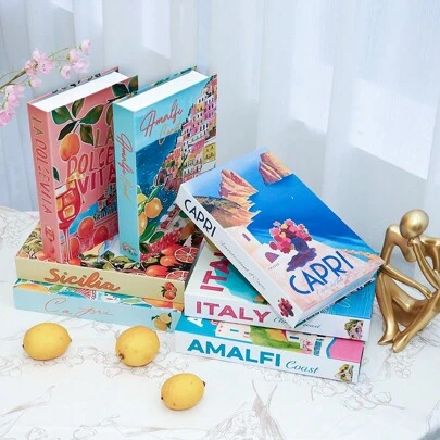 1개 3개 4개 26.7 cm x 17cm x 4.2 cm 종이, 장식용 책, 가짜 책, 아말피 해안과 카프리 여행, 룸 데코 북 가족 테이블 장식 사진 소품 홈 데코 아이템 책 모던 모조 책 커피 테이블 소품 책 선물 발렌타인데이 생일 졸업