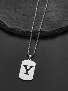 1 pièce Collier en acier de titane avec 26 lettres anglaises pour hommes et femmes, étudiants et couples, design minimaliste, polyvalent, collier de bénédiction initiale, convient pour un port quotidien, fête, Noël, Saint-Valentin, cadeau - Argent - Voir 10