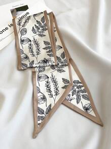 女士印花围巾，适合日常佩戴，可作发带、头巾、发箍、吸汗带、校园用品、大学用品、秋冬季发饰、女士蝴蝶结、度假装扮配饰、女士头巾、柔软头巾 - 棕色 - 查看 4