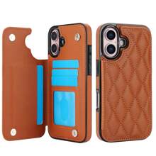 AWQUER 钱包手机壳适用于 16 15 14 Plus 13 12 11 Pro Max 8 7 Plus SE 5G 2020 2022 带信用卡插槽支架，PU 皮革手机壳适用于 Galaxy S24 S23 S22 S21 S20 FE Note 20 Ultra 10 Plus A55 A35 A25 A15 A54 A14 A73 A53 A13 A72 A52 A22 A12 A71 A51 A70 A50 S 4G 5G 支架防震带 RFID 屏蔽手机袋保护套 - 棕色 - 查看 72