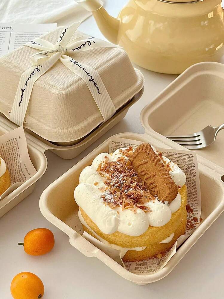 10pcs Lunch Boxes - Microwave Friendly, Square Pulp Food Containers Suitable For Burgers And Cakes, Burger Lunch Box, Croissant Cake Box - Multicolor - View 1