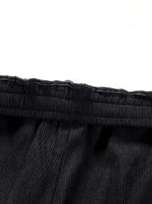 Retro American Style Corduroy Straight Leg Pants, Men Casual Khaki Long Trousers, For Fall Winter - Black - View 3