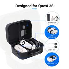 hellodigi 适用于 Meta Quest 3s 和升级 3.0 型号 Meta Quest 3s 硬壳防摔 VR 眼镜便携式 EVA 保护套通用 98% 耳机 VR 收纳袋大容量手提包便携式手柄包（不适用于 Meta Quest 2） - 彩色 - 查看 2