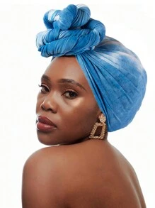 1 chiếc khăn trùm đầu in họa tiết Tie-Dye thời trang để buộc đầu, khăn trùm đầu - Màu xanh lam - Xem 1