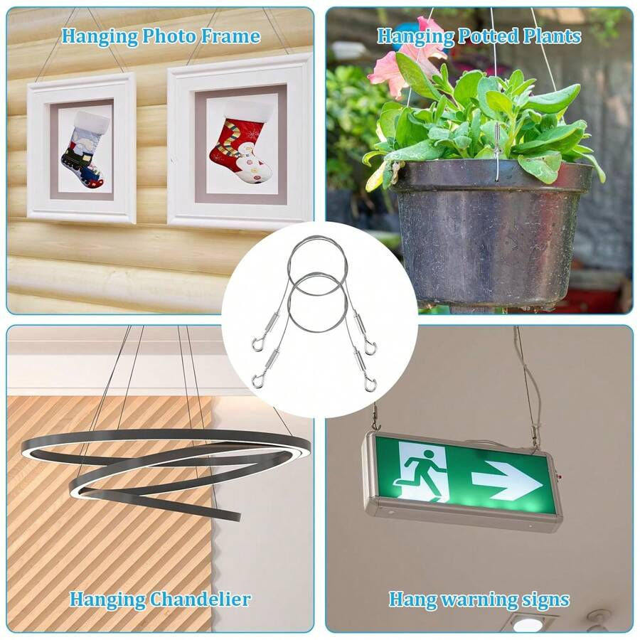 2pcs Adjustable Picture Hanging Wire, Heavy Duty Stainless Steel Cable