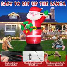 8 FT Huge Christmas Inflatables Santa Claus Holding Garland Outdoor Decorations, Build In LEDs & Tethers Stakes Giant Inflatable Santa Blow Up Yard Decor For Holiday Xmas Indoor Patio Lawn - Đỏ - Xem 2