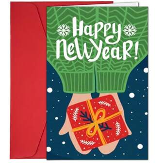 1pc Cartoon Christmas Card With Envelope - New Year's Gift Blessing Pattern, Suitable For Family And Friends, Ideal Holiday Gift
