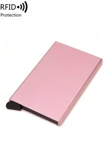 MIYIN Portefeuille anti-vol ultra-fin en alliage d'aluminium à la mode, unisexe, design minimaliste de couleur unie à ouverture automatique, avec poche pour espèces, fentes pour cartes métalliques, peut contenir des cartes, des pièces d'identité, léger et portable, convient aux hommes, pères, maris, couples, petits amis, cadeau idéal pour la Saint-Valentin, l'anniversaire, la Fête des Pères. Également disponible en porte-cartes anti-vol, porte-cartes de visite, porte-cartes de crédit, mini-portefeuille, portefeuille RFID. - Rose bonbon - Voir 4