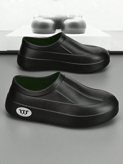 W 1 par de sapatos de chef masculinos à prova d'água, antiderrapantes, resistentes a óleo e sem cadarço para cozinha, área de serviço de hotel, fábrica de alimentos