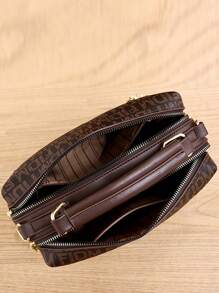 Túi xách hình gối in chữ thời trang đa năng cho nữ, túi đeo vai thường ngày cho nữ - Cà phê nâu - Xem 3