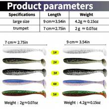 10pcs/20pcs Bicolor T-Shaped Soft Fishing Lures, Smooth Bent-Mouthed Chub Baits, Suitable For Fresh Water And Saltwater Realistic Soft Baits, Fishing Gear, Fishing Accessories