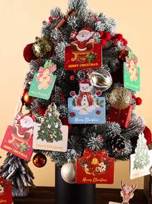 12 件复古圣诞礼物标签贺卡、带挂绳孔的花店装饰品，最受欢迎的圣诞礼物！ - 彩色 - 查看 2