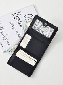 招财猫钱包可装学生证校园卡银行卡驾驶证和身份证（韩版）真皮招财猫钱包韩国学生餐卡校园卡银行卡驾驶证圣诞节礼物礼物感恩节Y2K复古 - 黑色 - 查看 5