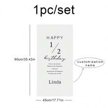 1 bộ 1 tấm vải treo tường phông nền tiệc sinh nhật 180 ngày vui vẻ tùy chỉnh chụp ảnh đạo cụ ghi lại thảm trang trí - trắng - Xem 4