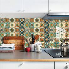 10pcs Retro Kitchen Tiles Stickers, Self-Adhesive PVC Tile Wallpaper, Decorative For Home, Kitchen, Living Room, Bathroom, Wall, Floor, Cabinet DIY - Multicolor - View 5