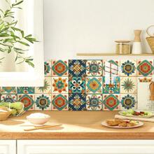 10pcs Retro Kitchen Tiles Stickers, Self-Adhesive PVC Tile Wallpaper, Decorative For Home, Kitchen, Living Room, Bathroom, Wall, Floor, Cabinet DIY - Multicolor - View 3