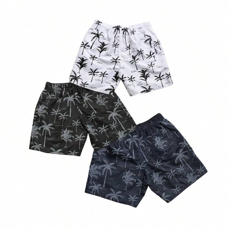 KIT3 Men's Bermuda Shorts Mauricinho Quick Dry Shorts Surf Printed Beach Tactel Adult Shorts - 藍色 - 查看 2