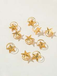 6 件朋克风格金色五角星蜗牛发夹 - 多色 - 查看 2