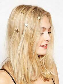 6 件朋克风格金色五角星蜗牛发夹 - 多色 - 查看 1