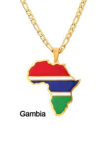 GuoShuang 1 件嘻哈非洲地图吊坠项链不锈钢阿尔及利亚摩洛哥埃及突尼斯 Libay 珠宝 - 金色 - 查看 20