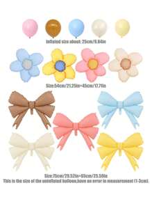8 quả bóng bay tráng bạc hình bướm và hoa cúc, màu hồng/xanh/vàng/kaki/trắng bằng cao su, dùng cho trang trí tiệc cưới, tiệc sinh nhật - Nhiều màu - Xem 2