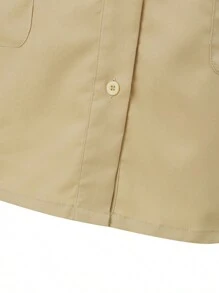 ZANZEA Women Lapel Neck Buttons Short Sleeve Pockets Tunic Dress Casual Cargo Short Dresses - 卡其色 - 查看 5