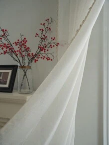 Bubaba 1 tấm rèm trang trí bằng vải lanh màu be thủ công, tua rua thêu tối giản theo phong cách Bohemian, rèm che nắng cho phòng ngủ, khách sạn, lễ kỷ niệm, thích hợp cho phòng ngủ, phòng ăn, nhà bếp, phòng khách, phòng trẻ em, mọi mùa - Màu be - Xem 5